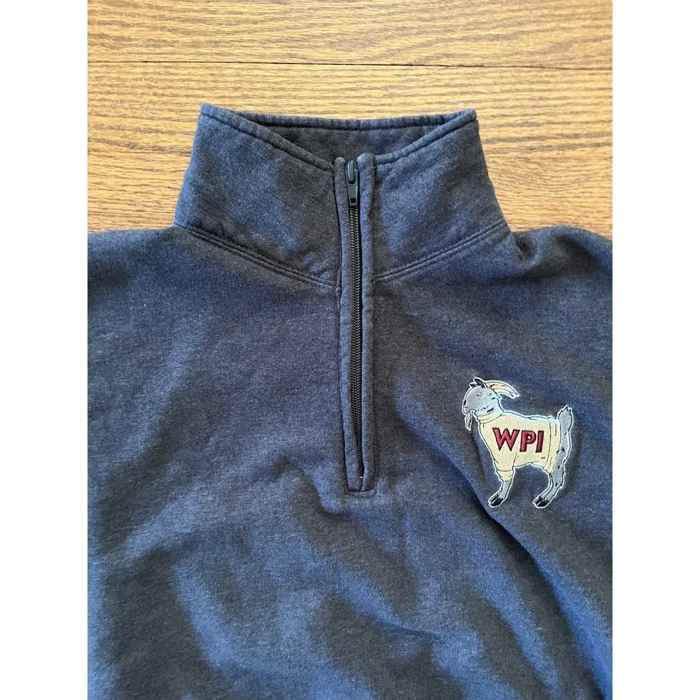 Champion WPI Worcester Polytechnic Institute Quarter Zip Sweatshirt Gray Medium